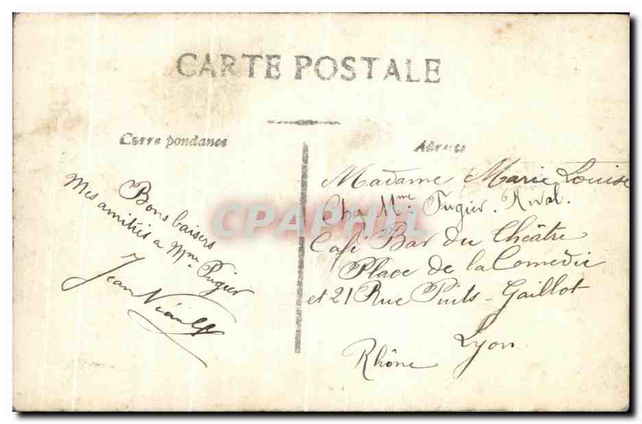 Mille Tendresses — Sujet : jeune femme en robe violette et voile, encadrée par un arc de lilas — éditeur J.E. Paris, n° 2204 — Verso