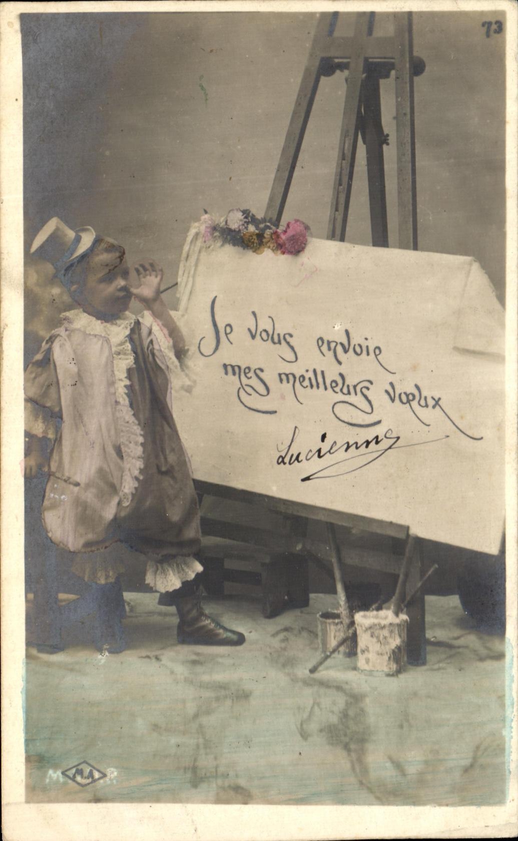 CPA Je Vous Pnvoie Mes Meilleurs Voeux Enfant Clown