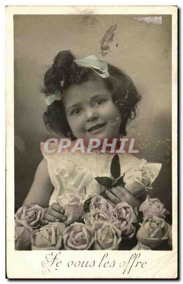 CPA Je Vous Les offre Enfant Fleurs