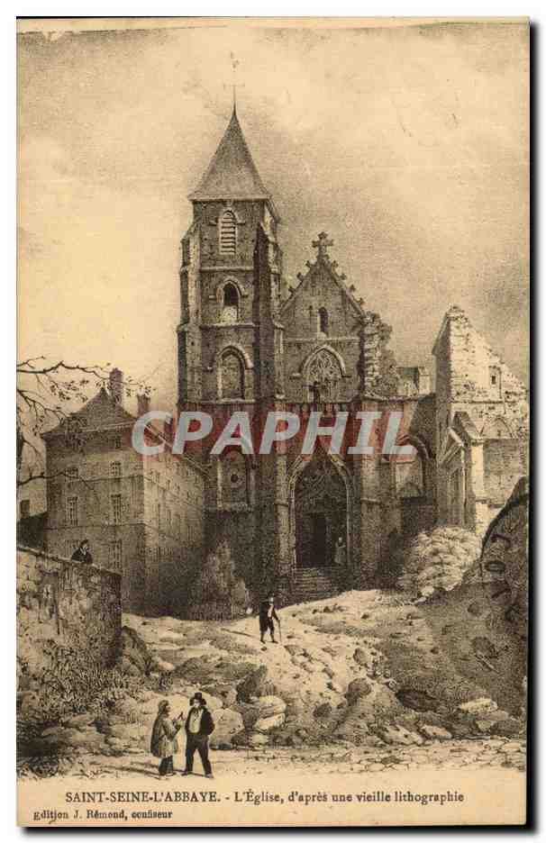 CPA Saint Seint L'Abbaye L'Eglise d'apres une vieille llthographie