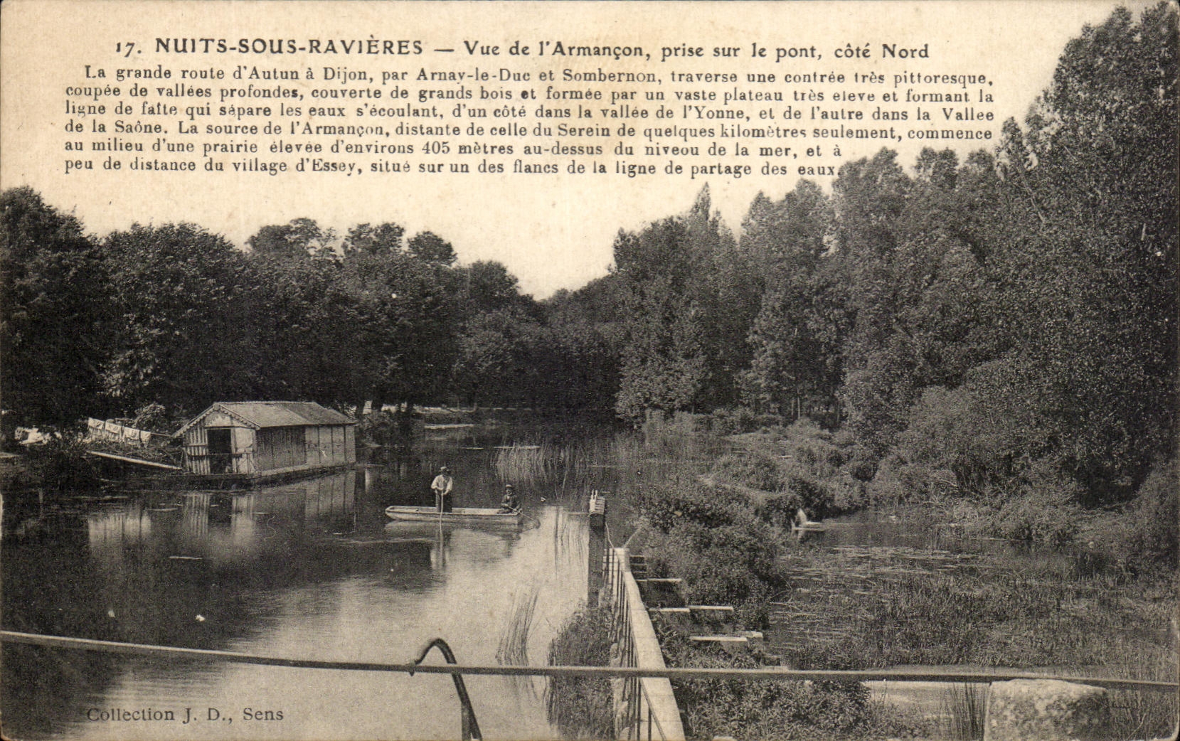 Nuits-Sous-Ravières — Vue de l'Armançon, prise sur le pont, côté Nord — Collection J. D., Sens