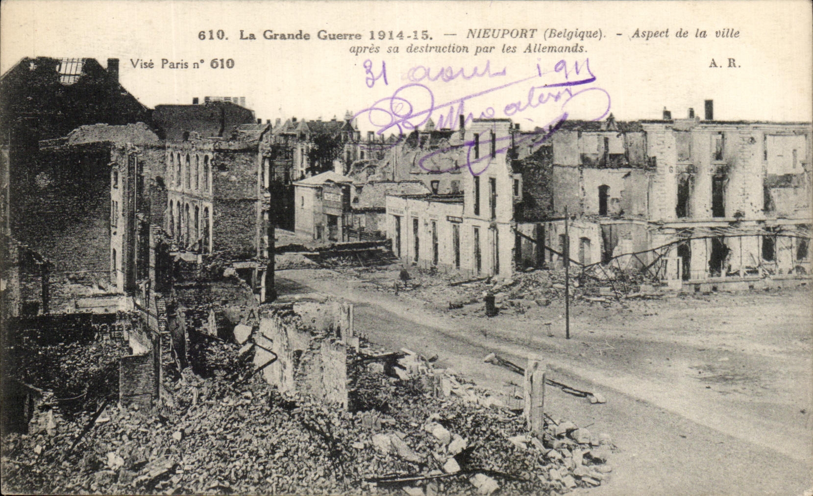 CPA La Grande guerre 1914 1915 Nieuport Aspect de la Ville apres sa destruction par les Allemands Militaria 