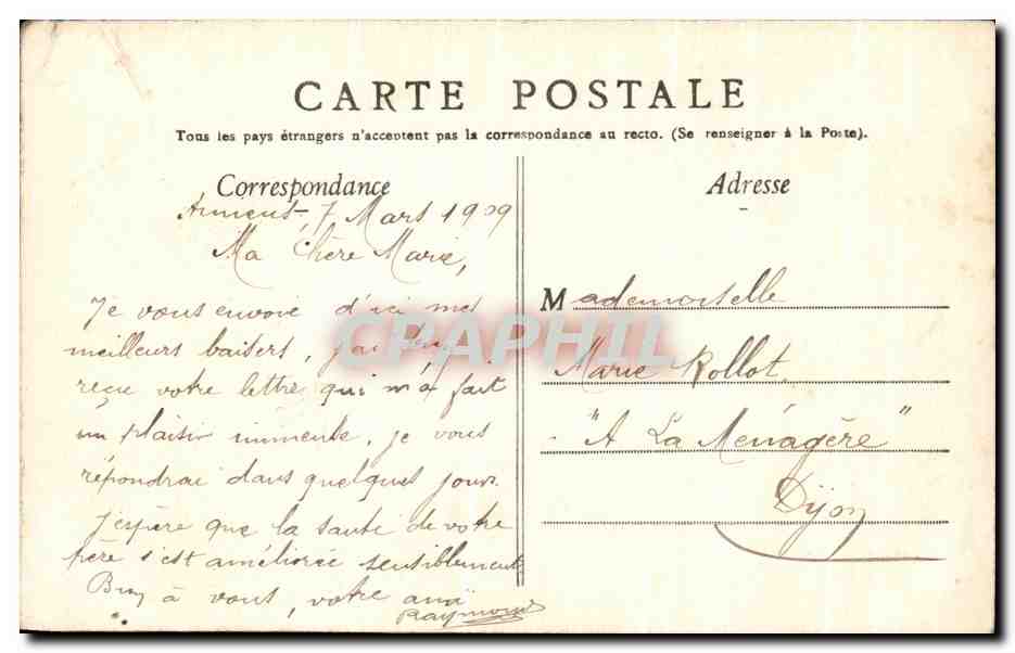 CPA Un baiser D'Amiens Femme Arts decoratifs FEmme — Rückseite