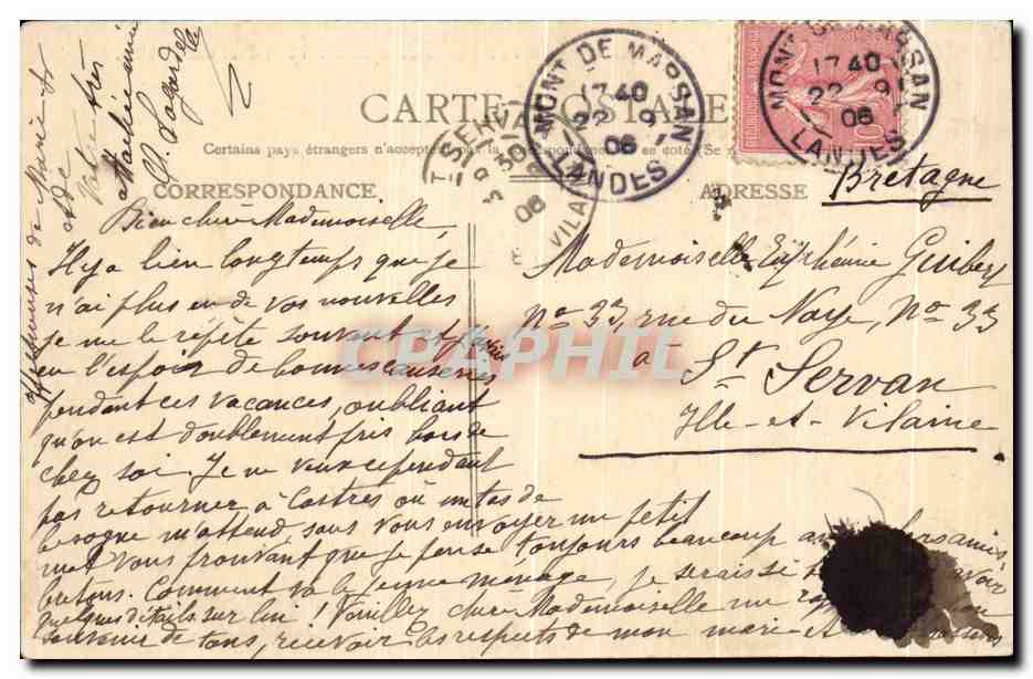 Mont-de-Marsan — La Fontaine Monumentale et l'Hôtel des Postes — Éditeur non identifié, n° 10 — Rückseite