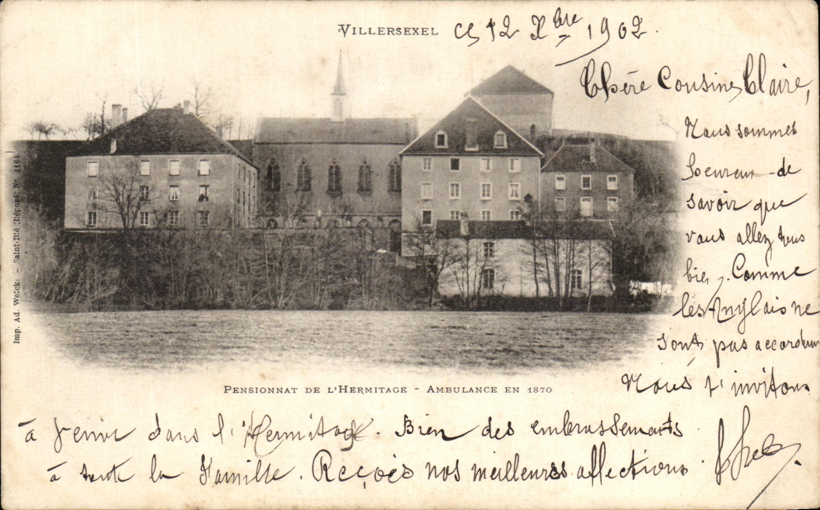 CPA Villersexel Pensionnat de L'Hermitage Ambulance en 1870