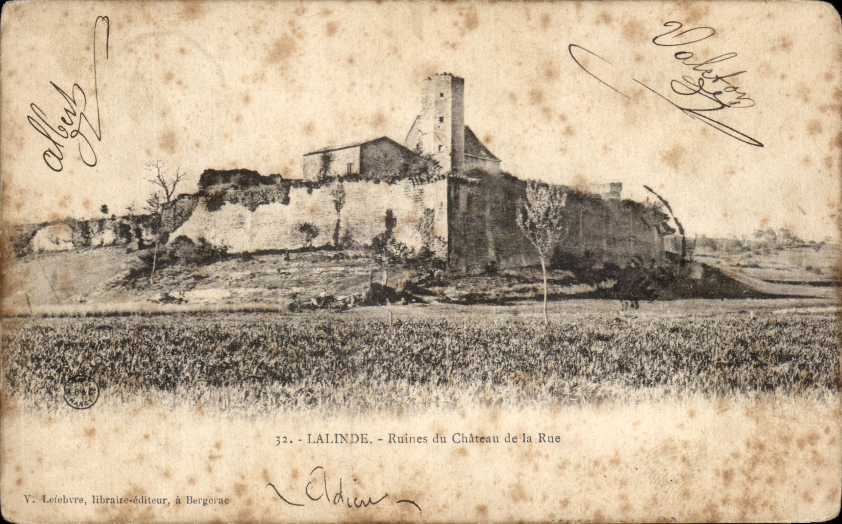CPA Lalinde Ruine du Chateau de la Rue