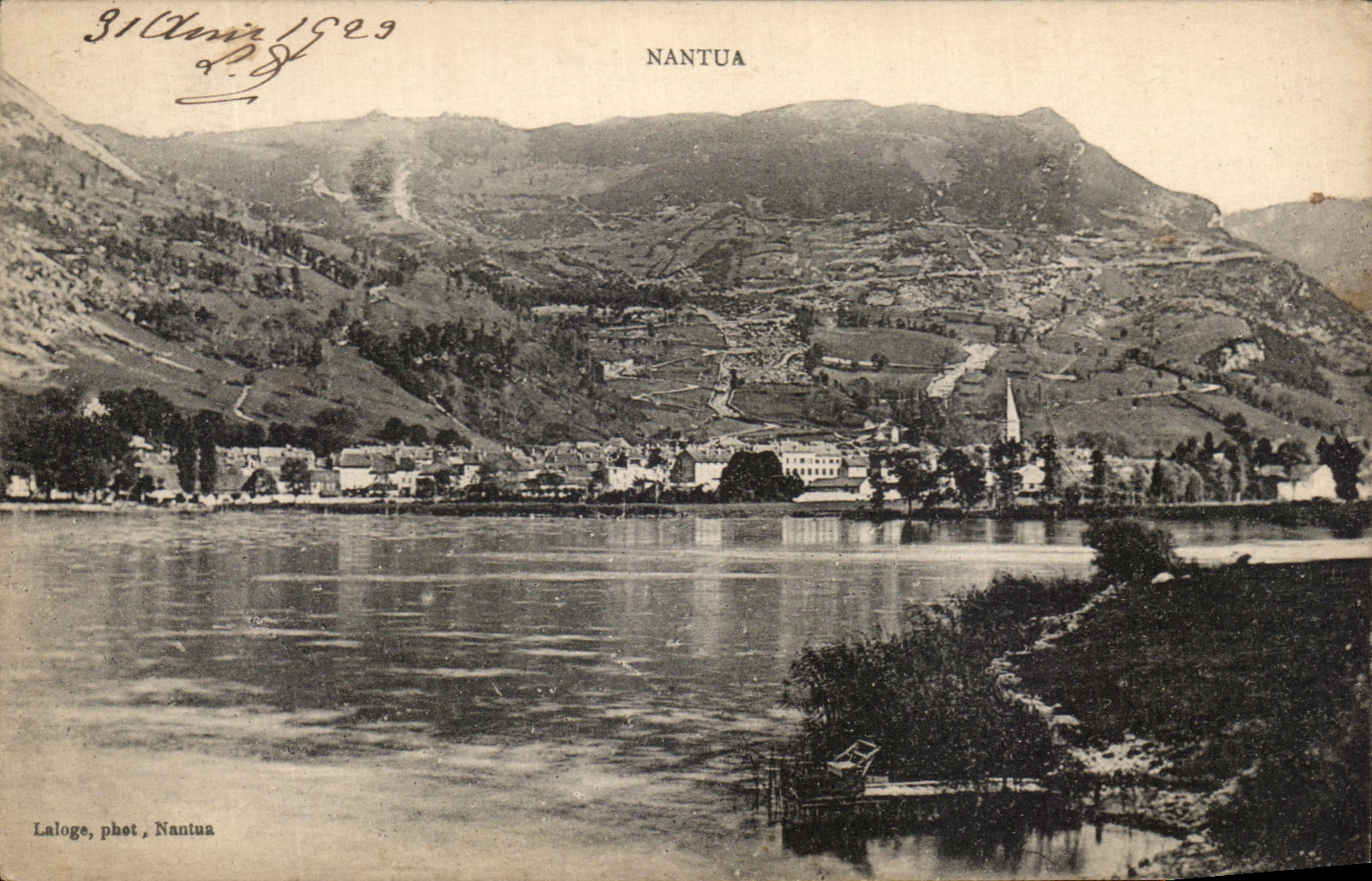 Nantua — vue du lac et du village — Laloge, phot. Nantua