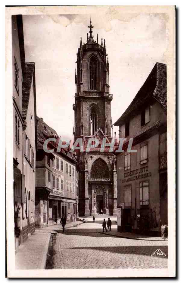 CPA Selestat Rue du Babel et Eglise St Georges