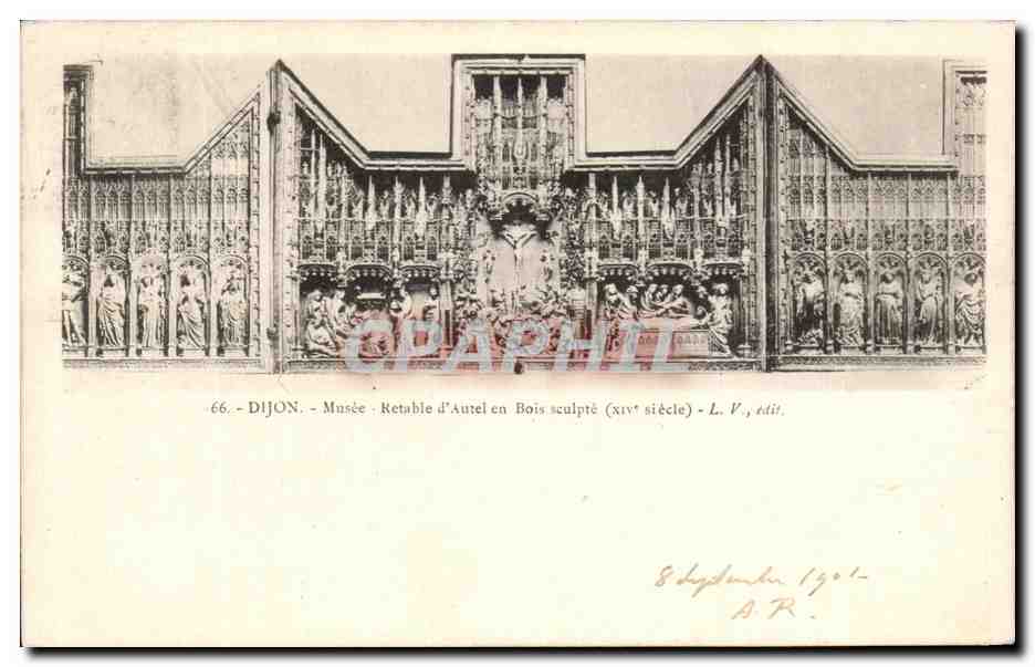 CPA Dijon Musee Retable d'Autel en Bois Sculpte