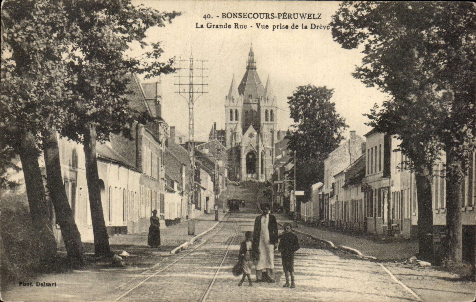 CPA Bonsecours Peruwelz la Grande Rue Vue prise de la Dreve