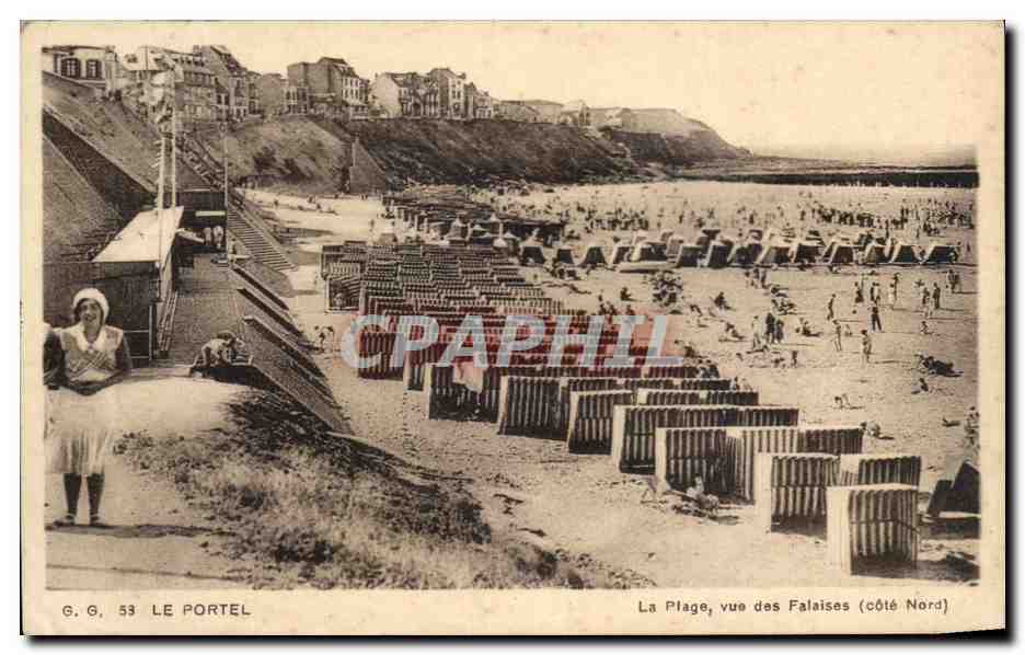 CPA Le Portel La plage vue des Falaises