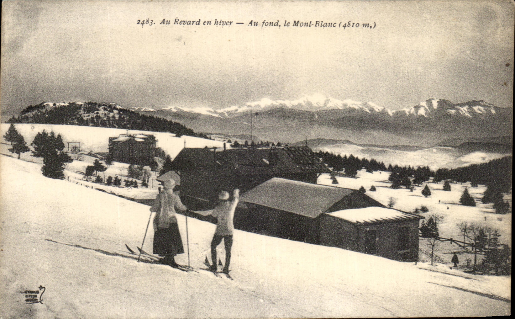 CPA Au Revard en hiver Au fond le Mont Blanc Ski