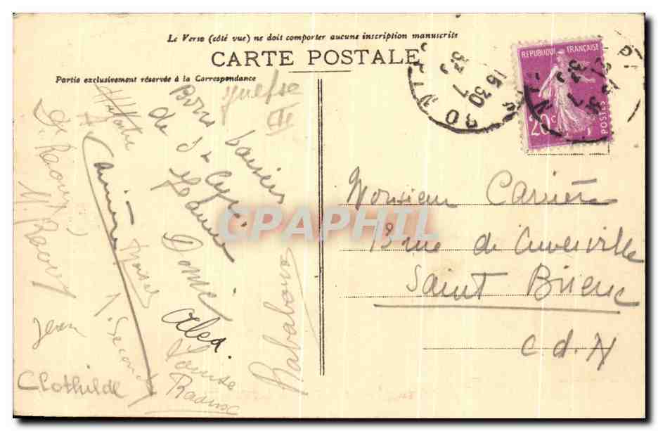 CPA Ecole Speciale Militaire Le Monument Des Eleves De Saint Cyr Militaria — Verso