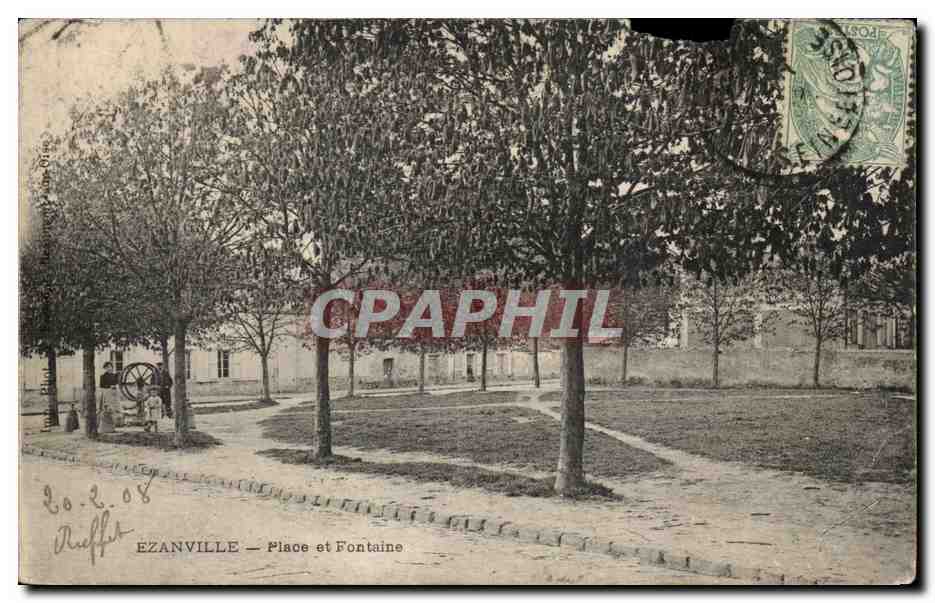 CPA Ezanville Place et Fontaine