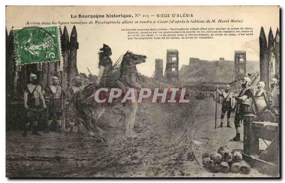 Siège d'Alésia — Arrivée dans les lignes romaines de Vercingétorix allant se rendre à César — La Bourgogne historique, N° 215