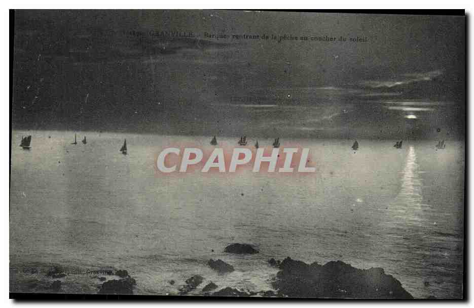 Sarjié, rentrant de la pêche au coucher du soleil — Granville, éditeur inconnu