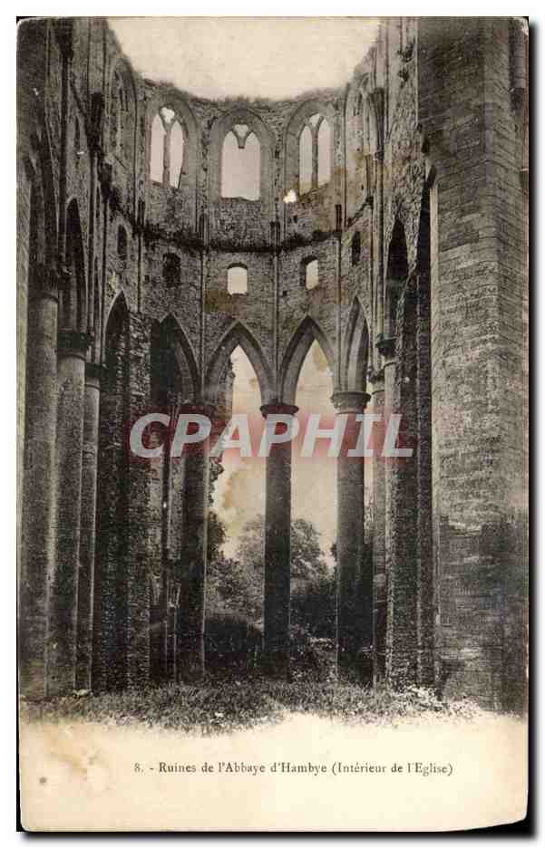 CPA Ruines De l'Abbaye D'Hambye (interieur de l'eglise)