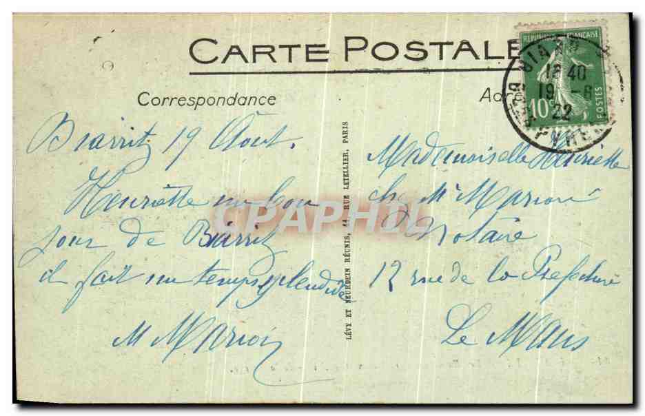 CPA Biarritz Les Bains Du Port Vieux Et Le Rocher De La Vierge — Rückseite