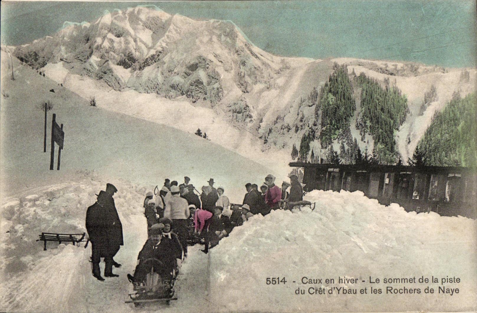 CPA Caux en Hiver Le sommet de la Prise du piste du cret d'Ybau et les rochers de Naye Luge