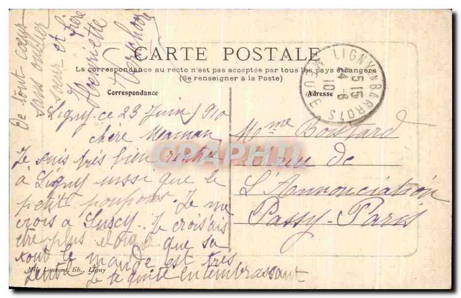 CPA Ligny En Barrois Tour des ruines de luxembourg  — Rückseite