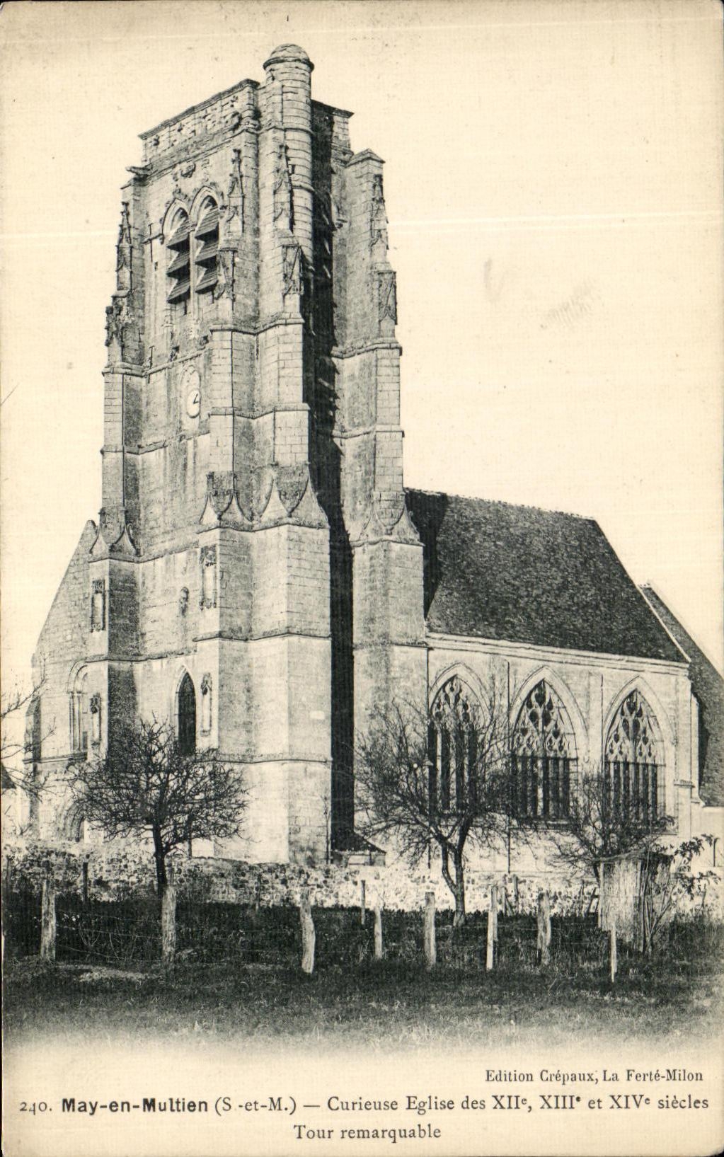 CPA May en Multien Curieuse Eglise Tour remarquable
