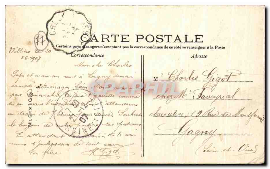 CRÉCY-en-BRIE — Bords du Grand-Morin et Pont Dames Gilles — Verso