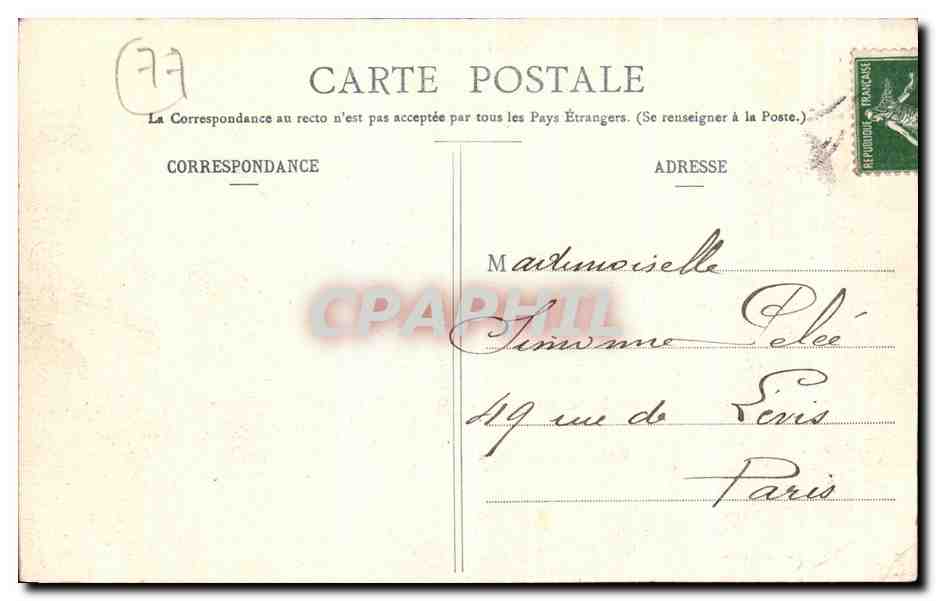 CPA Chateau Landon Bords du Fusin Lavoir — Back