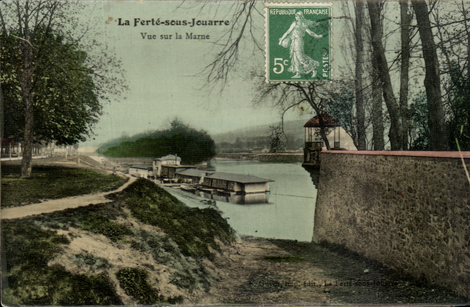 La Ferté-sous-Jouarre — Ansicht über die Marne — E. Olivier, Druckerei, La Ferté-sous-Jouarre