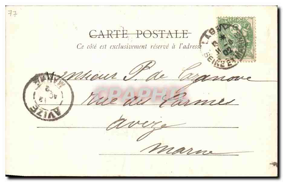 CPA Lagny L'Hotel de Ville et L'Eglise  — Verso