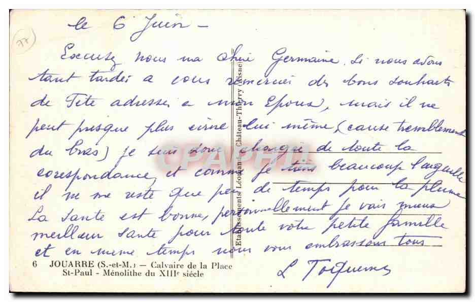 Jouarre (S.-et-M.) — Calvaire de la Place — Église Saint-Paul — Reverso