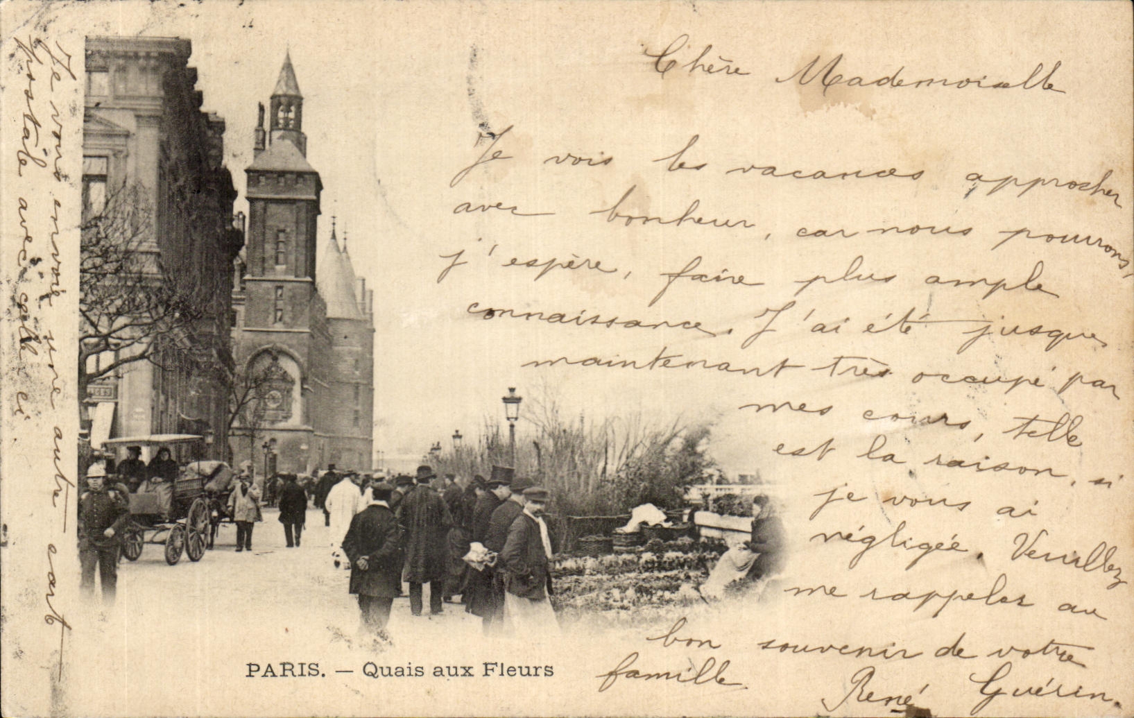 PARIS — Quais aux Fleurs — Éditeur inconnu, n° de série non visible - Recto