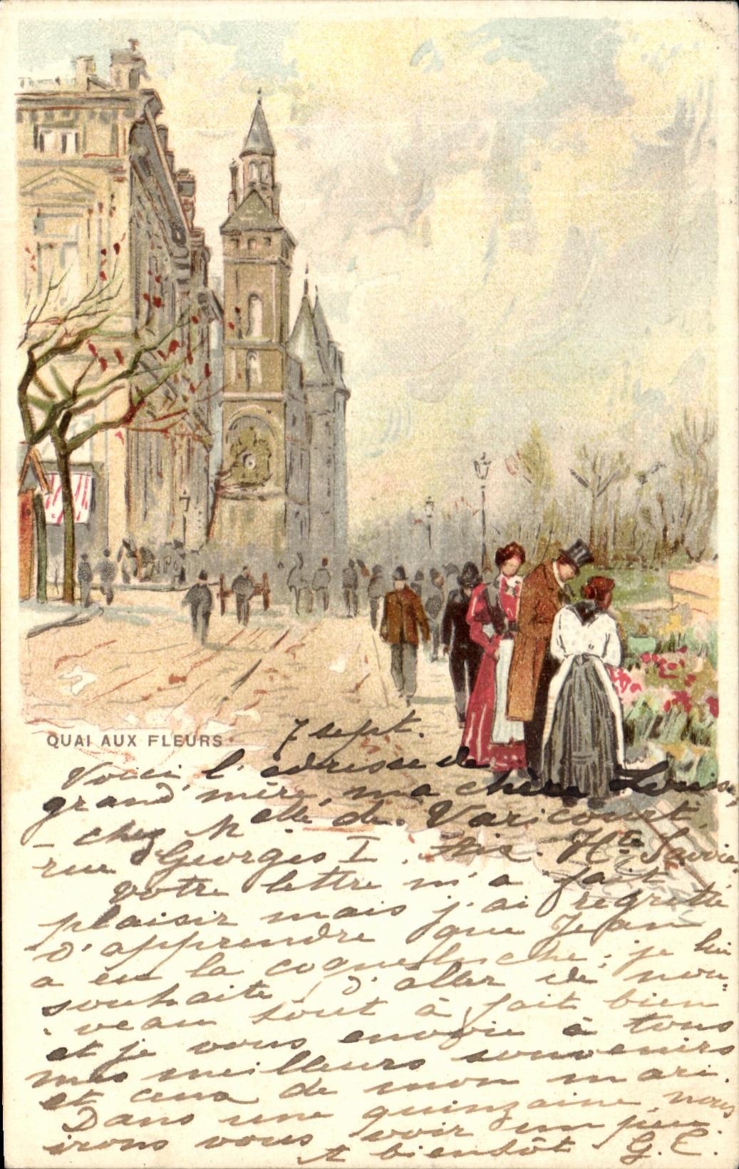 Quai aux Fleurs — vue de la cathédrale — éditeur inconnu