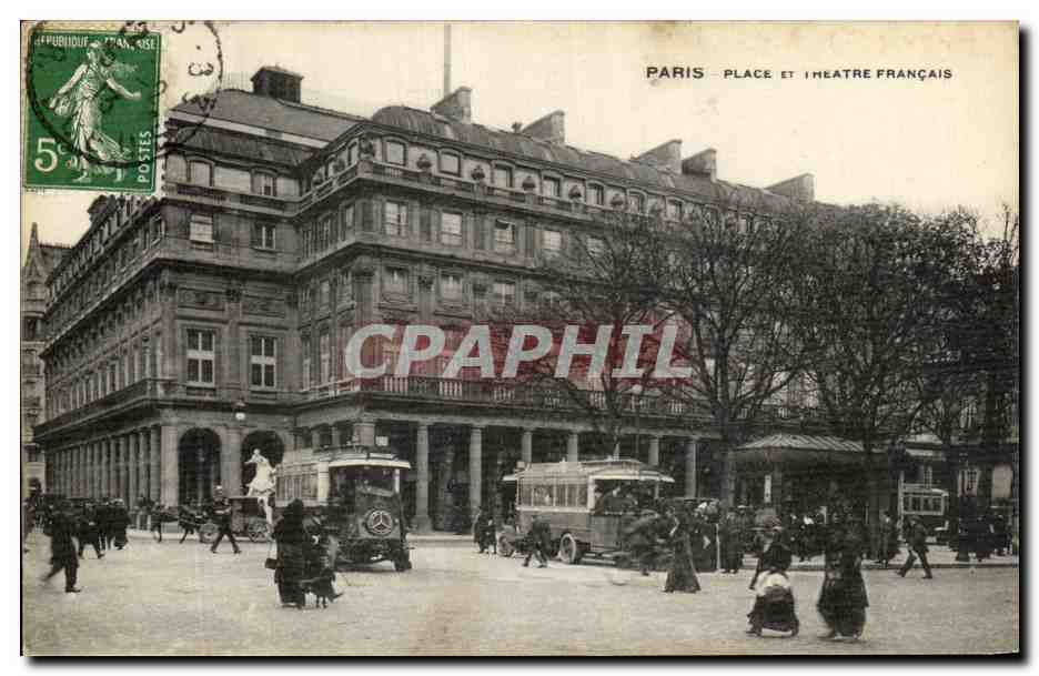 CPA Paris Place Et Theatre Francais Autobus