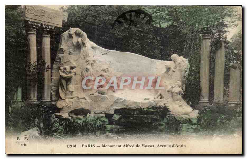 CPA Paris Monument Alfred de Musset Avenue d'Antin