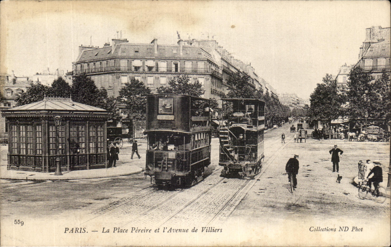 CPA Paris La Place Pereire er l'Avenue de Villiers Autobus a l'imperiale