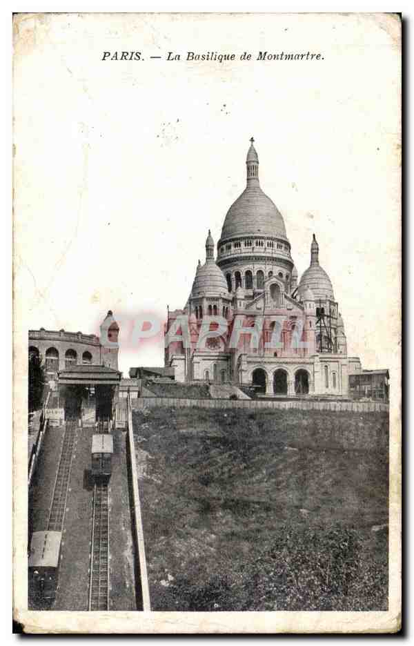 Cartolina d'epoca Parigi La Basilica di Montmartre Sacré Coeur