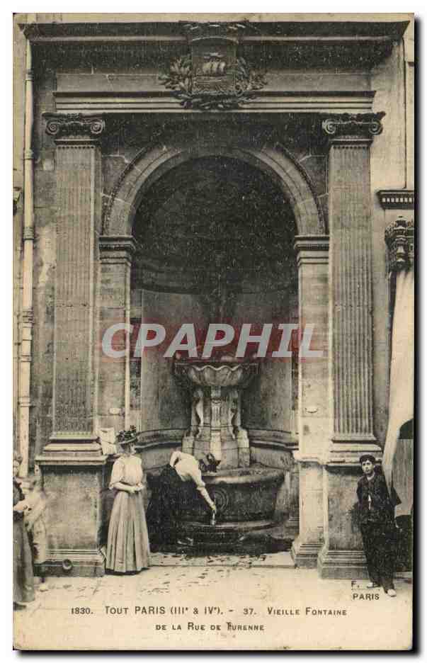 CPA Paris Tout Paris Vieille Fontaine de la Rue de Turenne