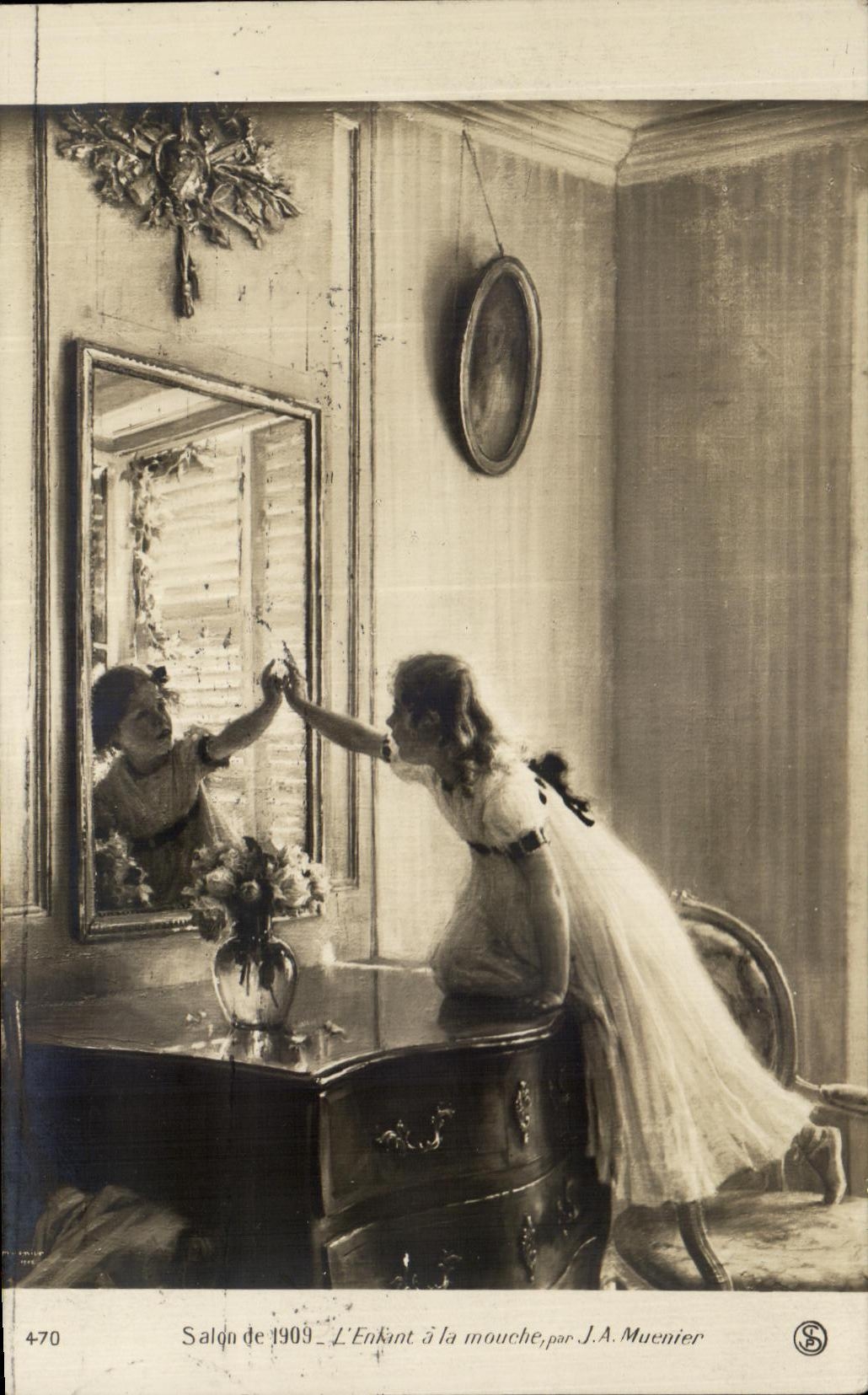 CPA Paris L'Enfant a la Mouche Muenier Salon 1909