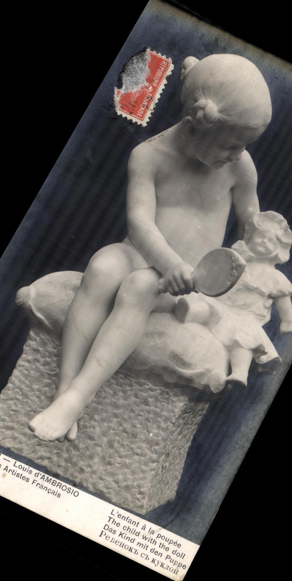 L'enfant à la poupée — sculpture de Louis d'Ambrosio — éditeur Artistes Français