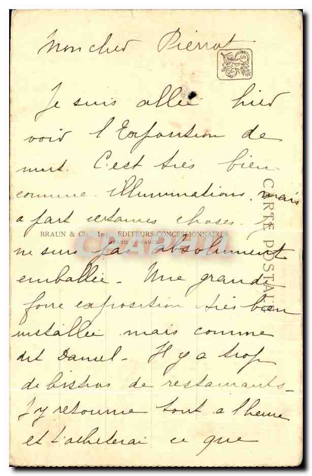 CPA Paris Parc Zoologique Girafe Exposition internationale Paris 1937 — Verso