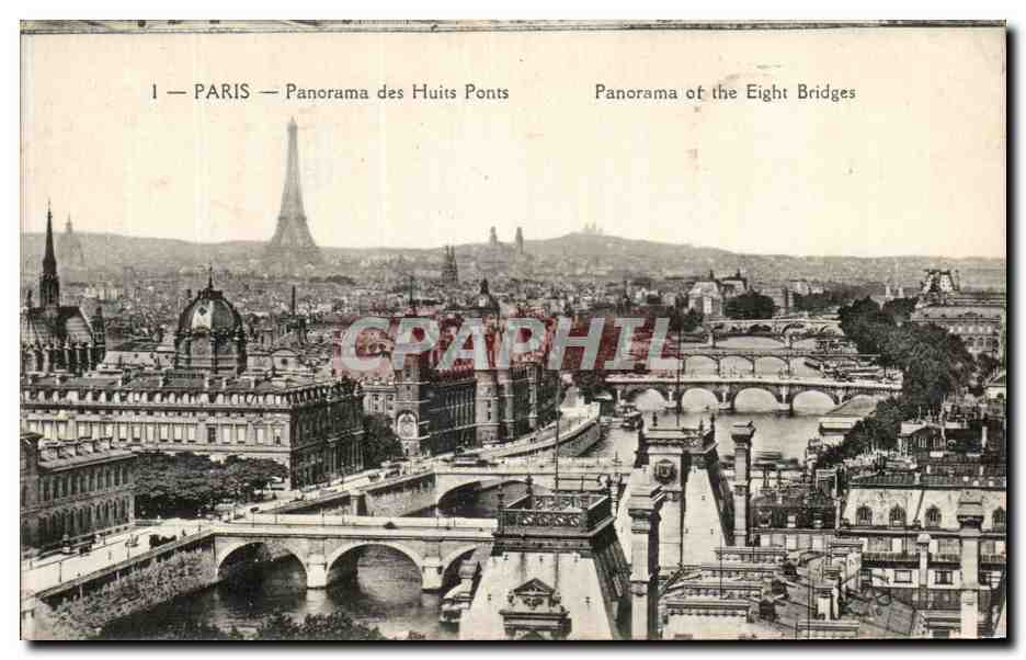 CPA Paris Panorama des Huits Ponts Tour Eiffel