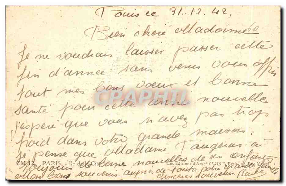 CPA Paris Meilleur Voeux Notre Dame — Verso