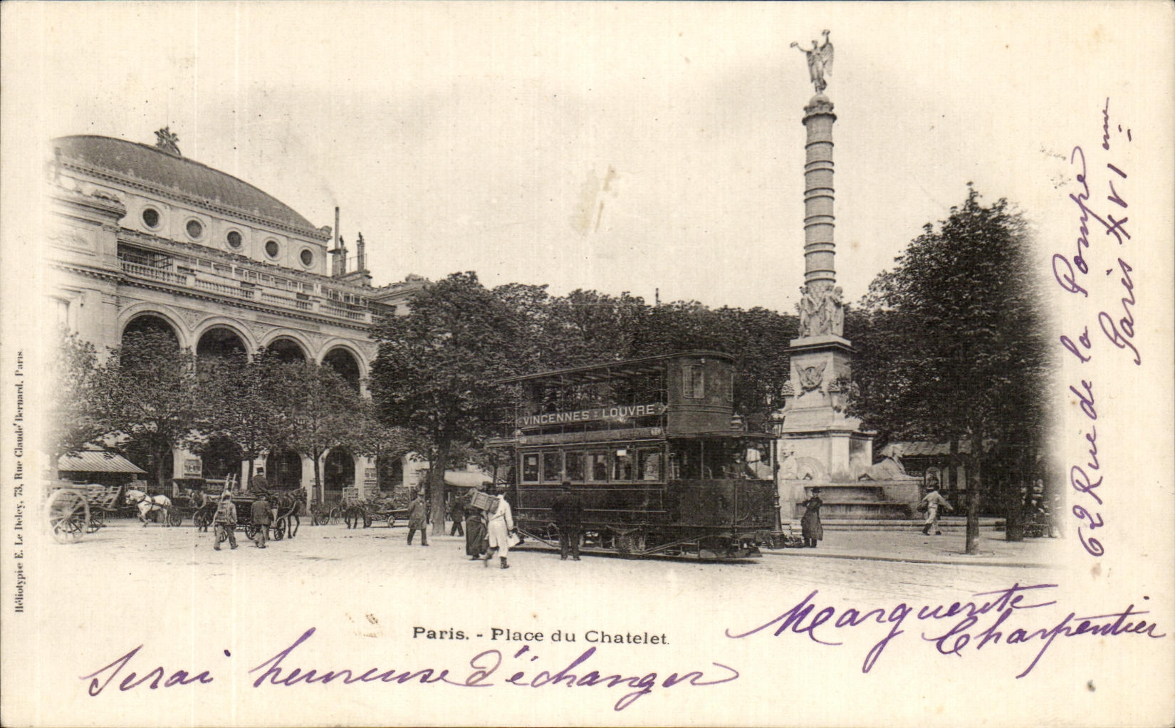 CPA Paris Place du Chatelet Autobus Vincennes ouvre 