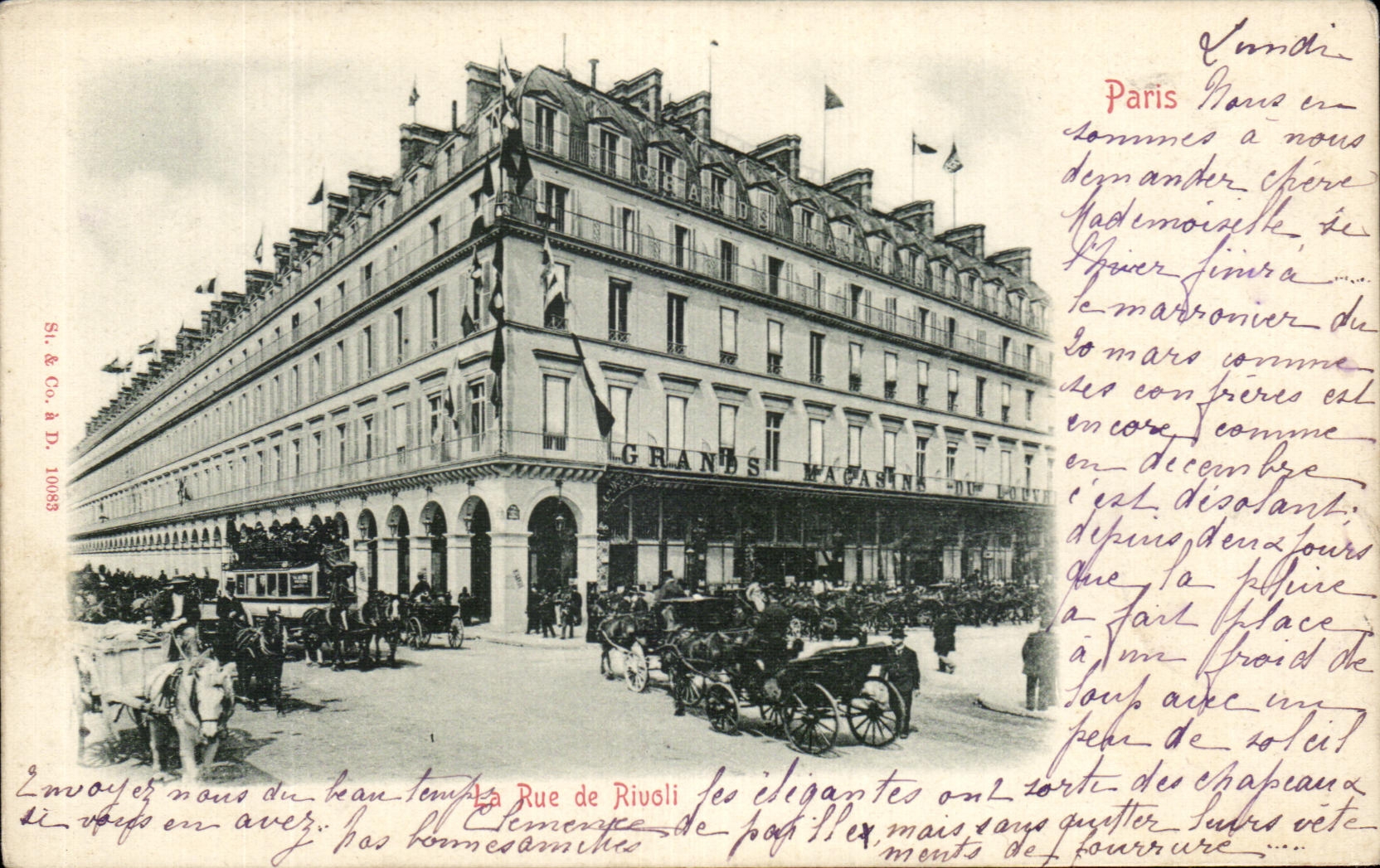 CPA Paris La Rue de Rivoli Grands Magasins du Louvre