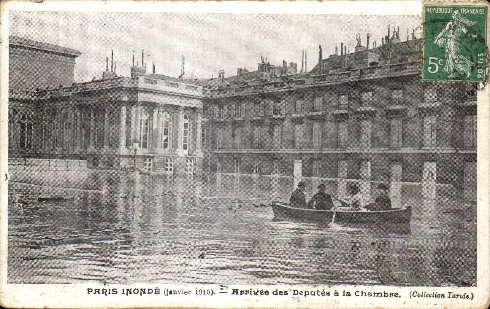Paris inondé (janvier 1910) — Arrivée des députés à la Chambre — Collection Taride