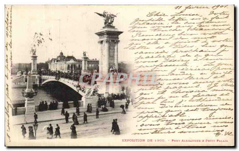 CPA Paris Pont Alexandre & Petit Palais Exposition universelle 1900