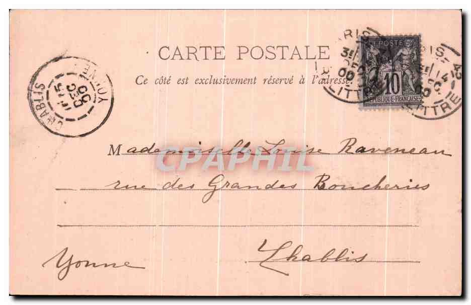 Exposition de 1900 - Palais des Forêts, Chasse, Pêche, Cureillettes — A. TARDI, PÉRIA — Verso