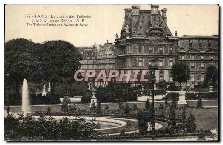 CPA Paris Le Jardin des Tuileries et le Pavillon de Rohan Louvre