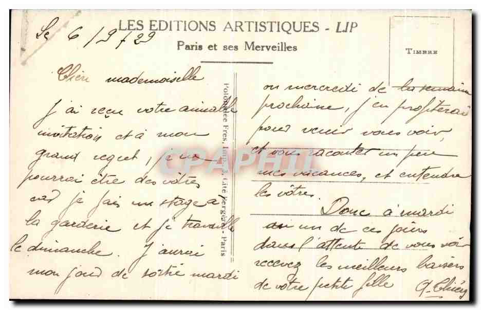CPA Paris Le Bouleverd et la St Denis — Verso
