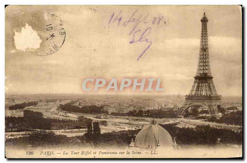 CPA Paris La Tour Eiffel et Panorama sur la Seine